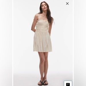 NWT Topshop Technical Crinkle Shirred Bust Bodice Minidress Size 8